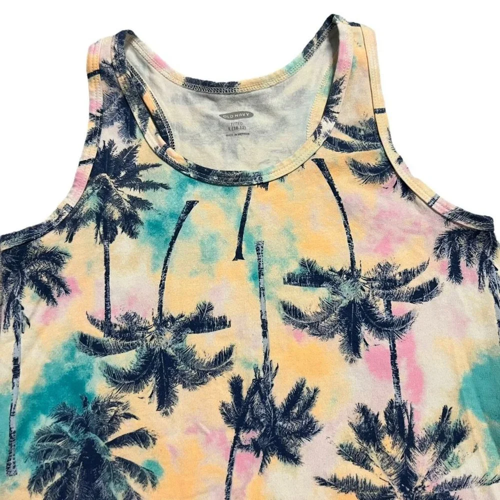 Old Navy L (10/12Y) Palm Trees Tank Top